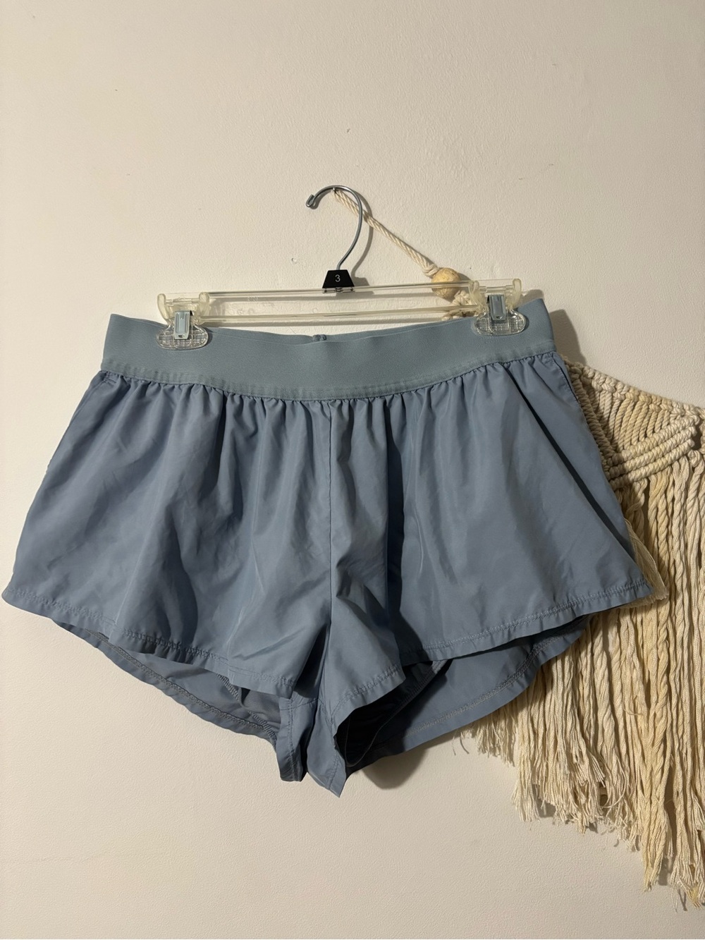 FP Movement by Free People Dusty Blue Athletic Shorts with Back Ruffle